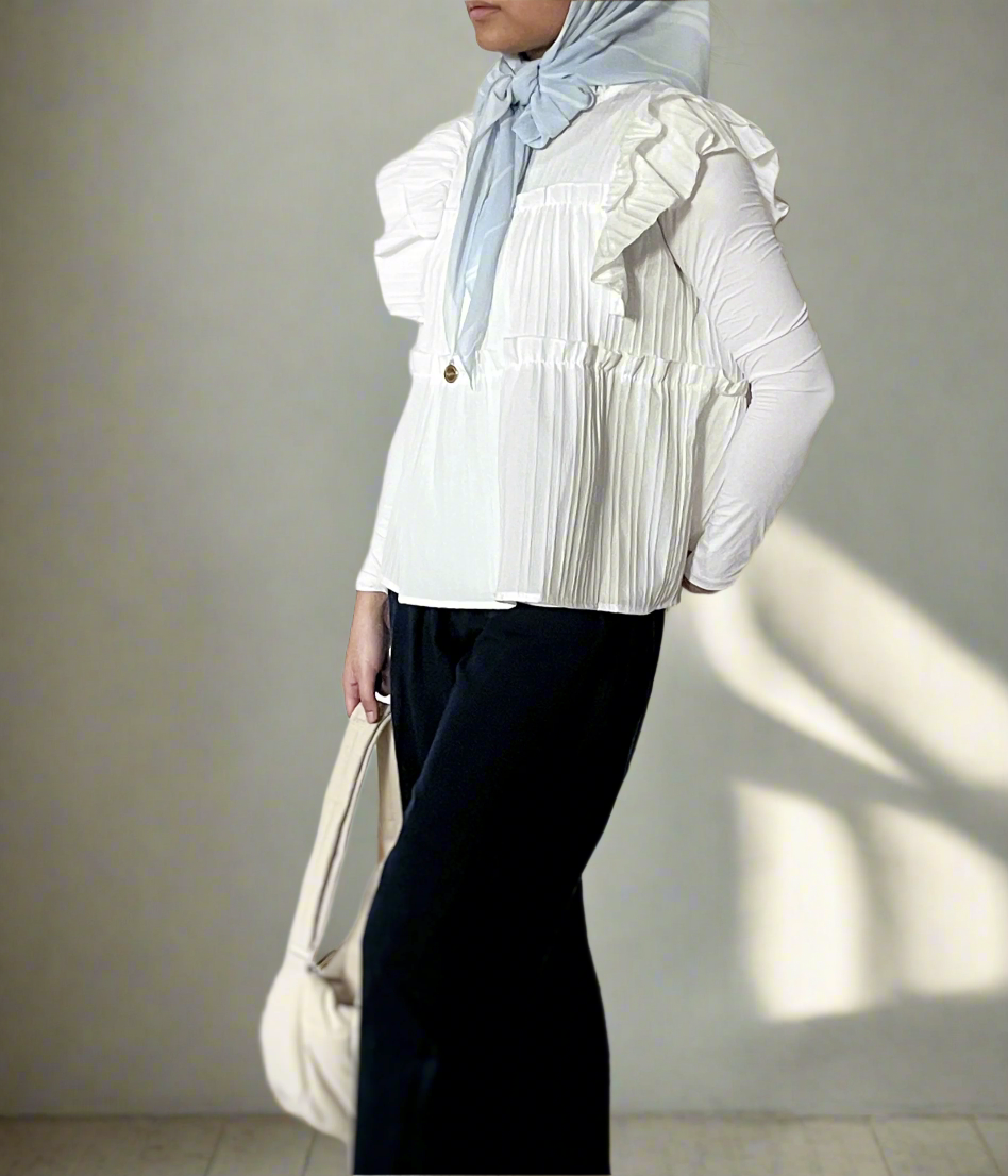 Aura Flutter Top (White) -LAST PIECE