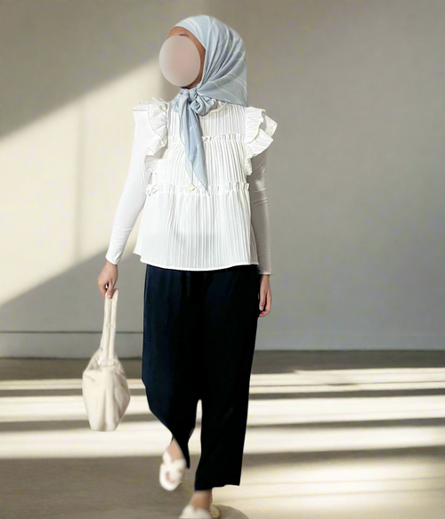 Aura Flutter Top (White) -LAST PIECE