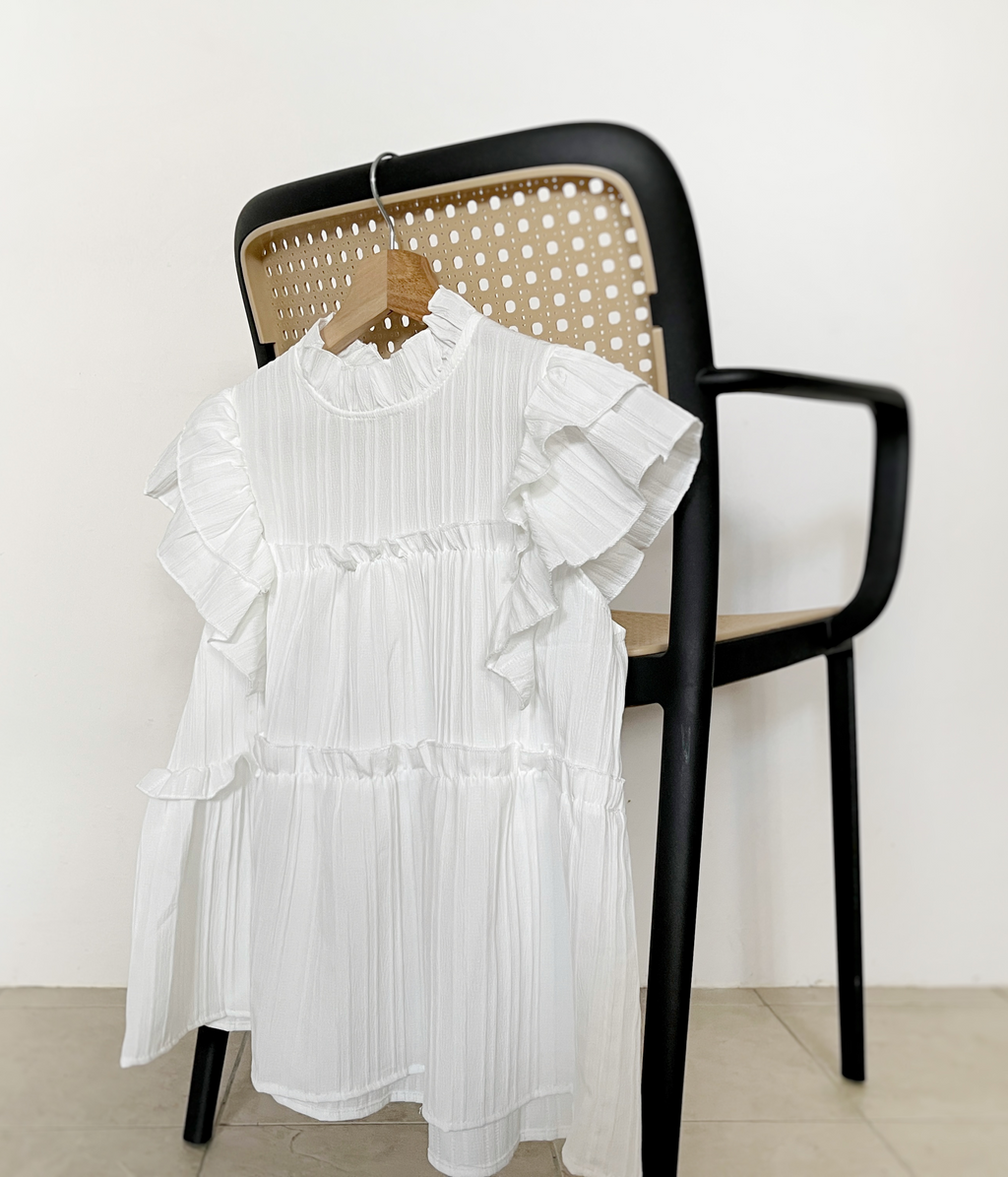 Aura Flutter Top (White) -LAST PIECE
