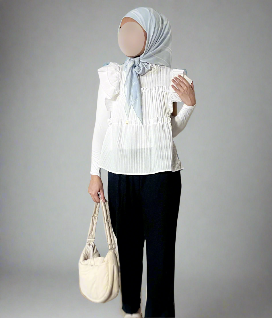 Aura Flutter Top (White) -LAST PIECE